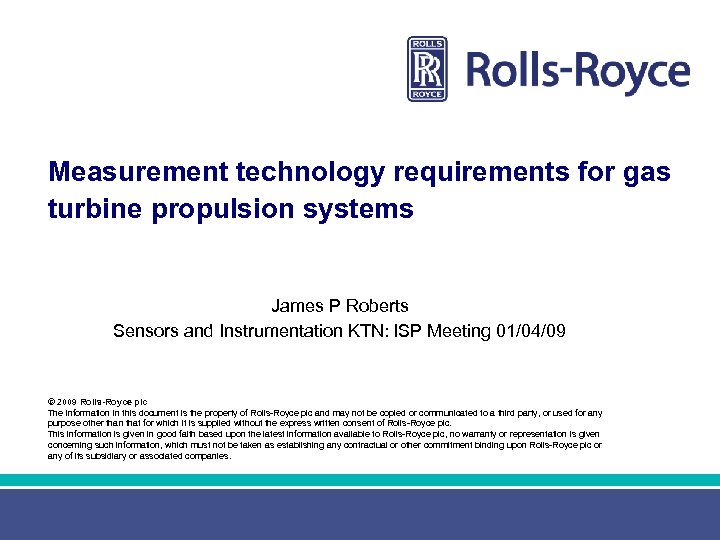 Measurement technology requirements for gas turbine propulsion systems James P Roberts Sensors and Instrumentation