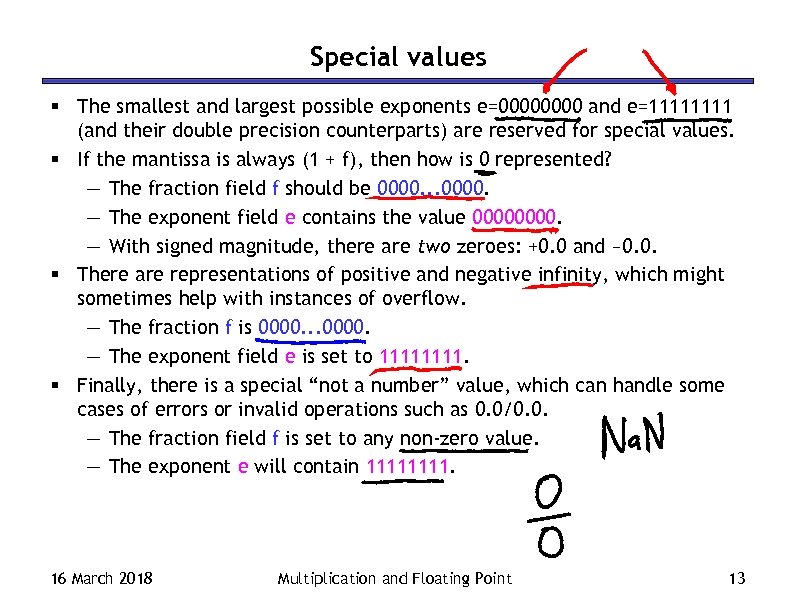 Special values § The smallest and largest possible exponents e=0000 and e=1111 (and their