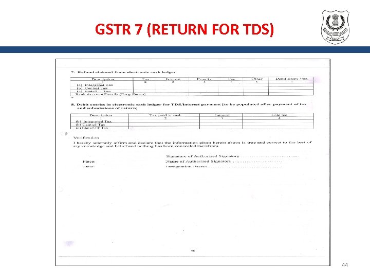 GSTR 7 (RETURN FOR TDS) 44 
