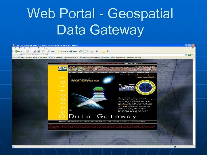 Web Portal - Geospatial Data Gateway 
