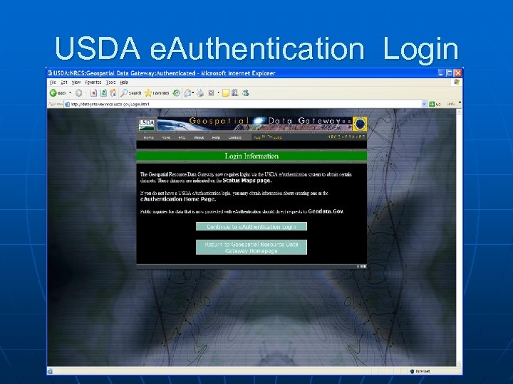 USDA e. Authentication Login 
