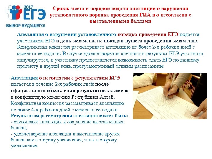 Сроки, места и порядок подачи апелляции о нарушении установленного порядка проведения ГИА и о