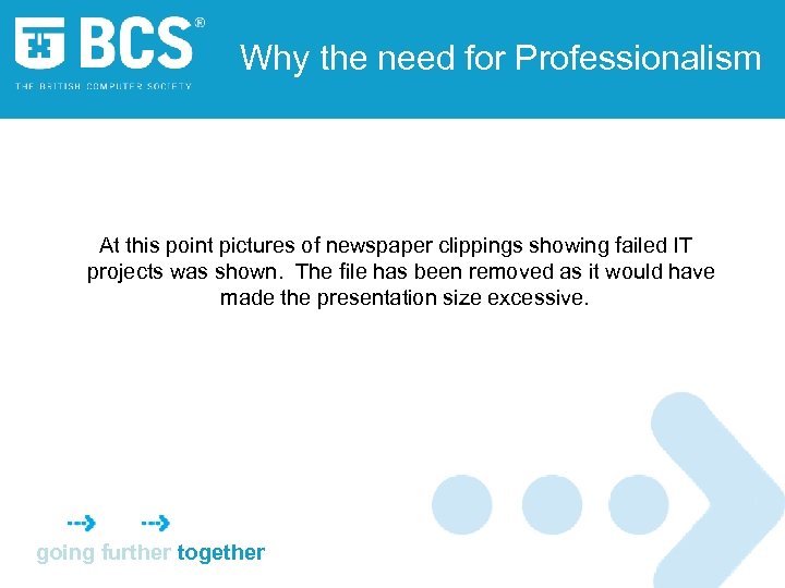 Why the need for Professionalism At this point pictures of newspaper clippings showing failed