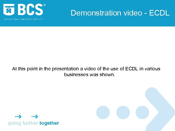Demonstration video - ECDL At this point in the presentation a video of the