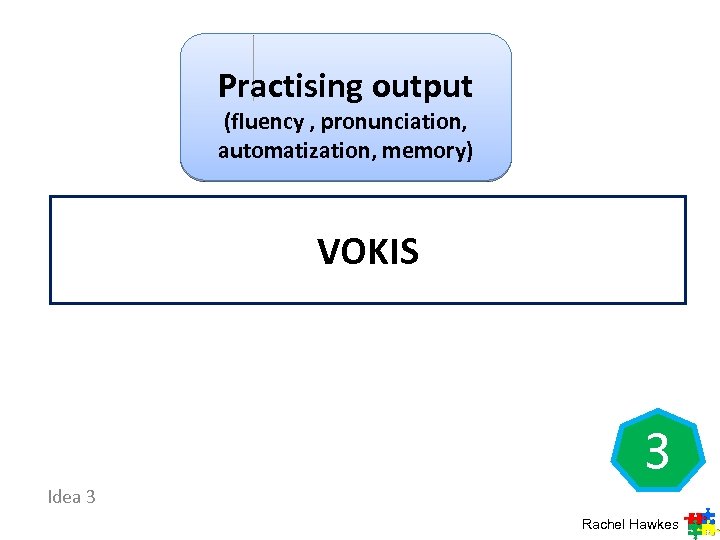 Practising output (fluency , pronunciation, automatization, memory) VOKIS 3 Idea 3 Rachel Hawkes 