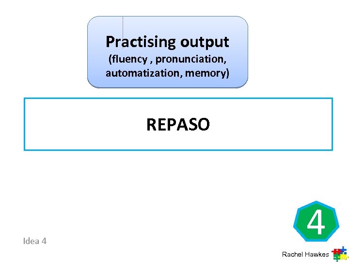 Practising output (fluency , pronunciation, automatization, memory) REPASO Idea 4 4 Rachel Hawkes 