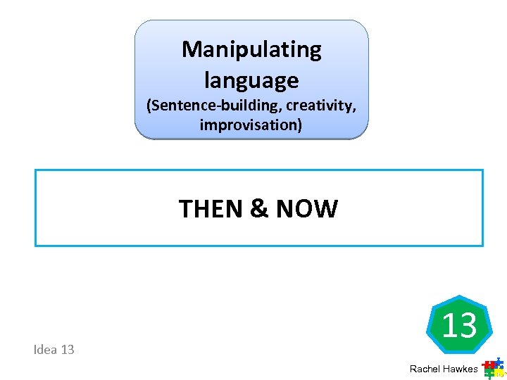 Manipulating language (Sentence-building, creativity, improvisation) THEN & NOW Idea 13 13 Rachel Hawkes 