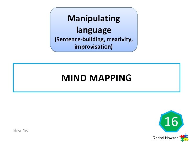 Manipulating language (Sentence-building, creativity, improvisation) MIND MAPPING Idea 16 16 Rachel Hawkes 