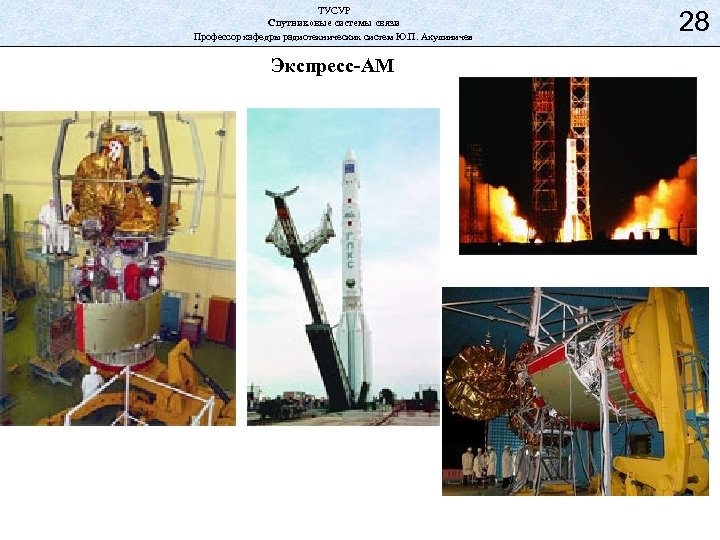 ТУСУР Спутниковые системы связи Профессор кафедры радиотехнических систем Ю. П. Акулиничев Экспресс-АМ 28 