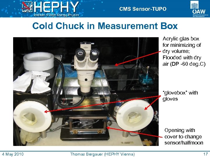 CMS Sensor-TUPO Cold Chuck in Measurement Box Acrylic glas box for minimizing of dry