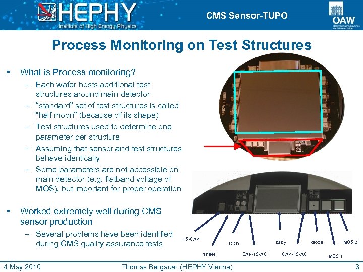 CMS Sensor-TUPO Process Monitoring on Test Structures • What is Process monitoring? – Each
