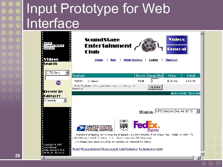 Input Prototype for Web Interface 29 