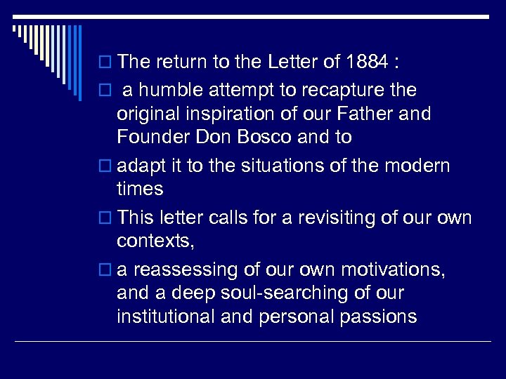 o The return to the Letter of 1884 : o a humble attempt to