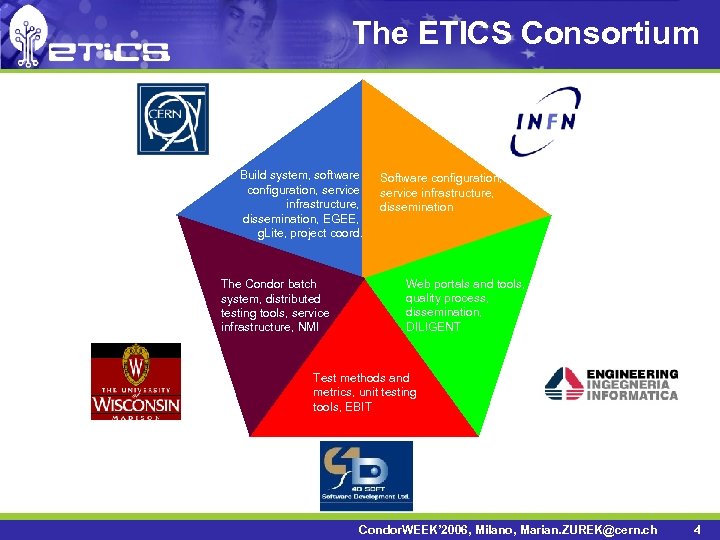 The ETICS Consortium Build system, software configuration, service infrastructure, dissemination, EGEE, g. Lite, project
