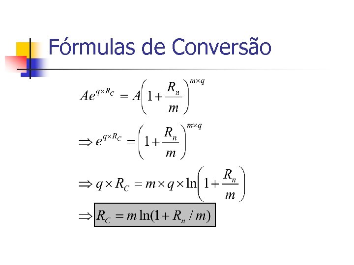 Fórmulas de Conversão 