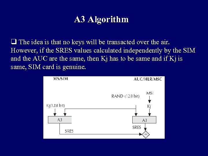 A 3 Algorithm q The idea is that no keys will be transacted over