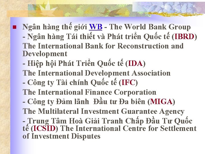 n Ngân hàng thế giới WB - The World Bank Group - Ngân hàng