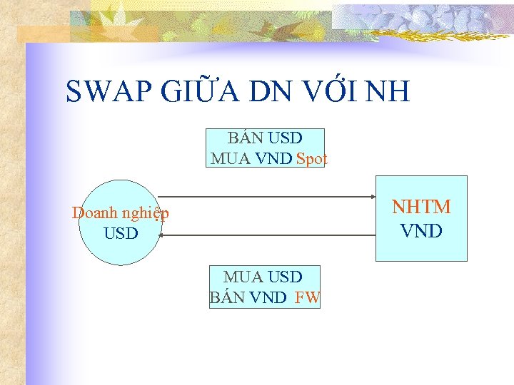 SWAP GIỮA DN VỚI NH BÁN USD MUA VND Spot NHTM VND Doanh nghiệp