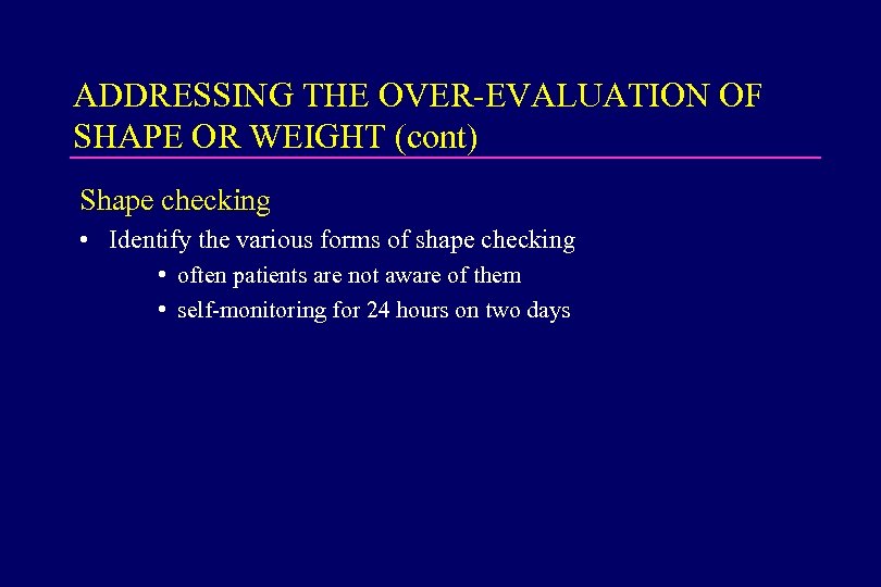 ADDRESSING THE OVER-EVALUATION OF SHAPE OR WEIGHT (cont) Shape checking • Identify the various