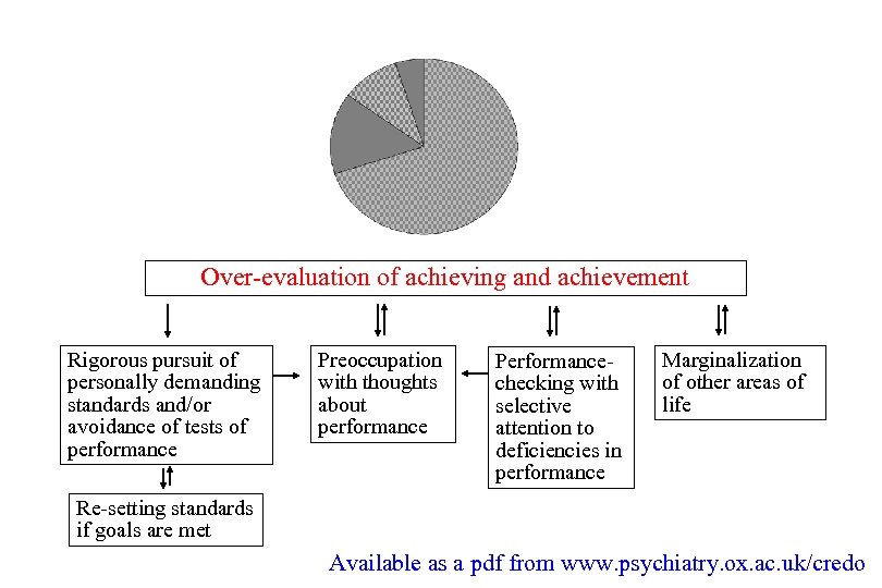 Over-evaluation of achieving and achievement Rigorous pursuit of personally demanding standards and/or avoidance of