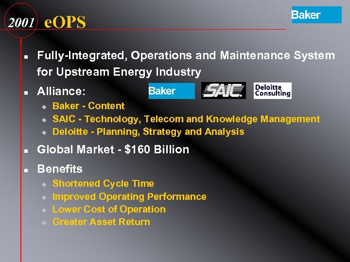 2001 n n e. OPS Fully-Integrated, Operations and Maintenance System for Upstream Energy Industry