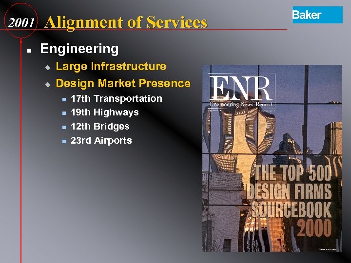 2001 n Alignment of Services Engineering u u Large Infrastructure Design Market Presence n