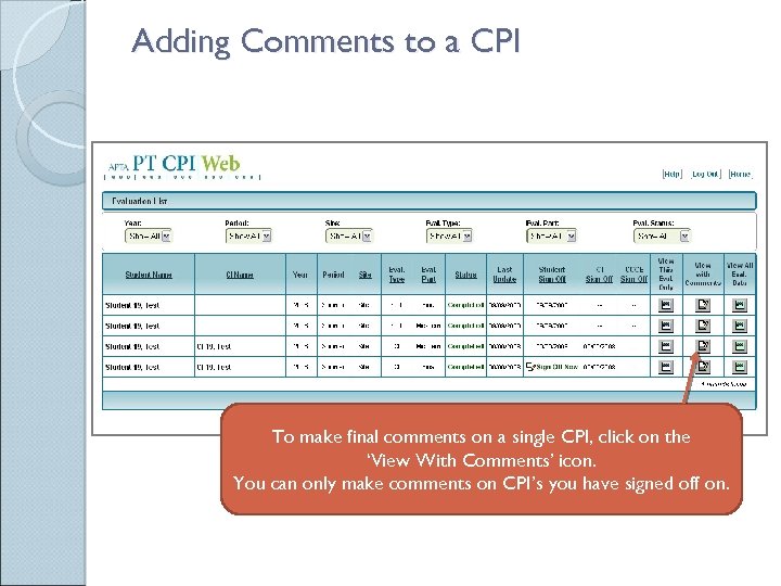 Getting Started in PT CPI Web A Student