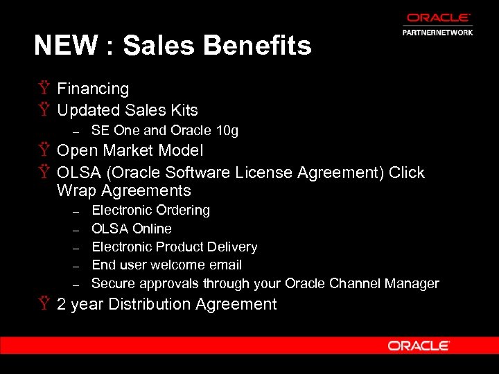 NEW : Sales Benefits Ÿ Financing Ÿ Updated Sales Kits – SE One and