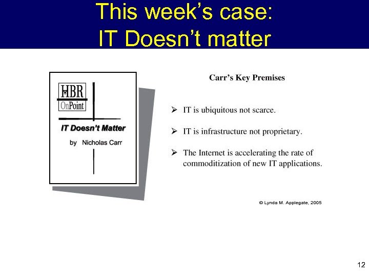 This week’s case: IT Doesn’t matter 12 