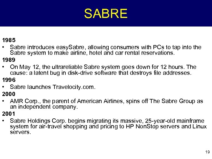 SABRE 1985 • Sabre introduces easy. Sabre, allowing consumers with PCs to tap into