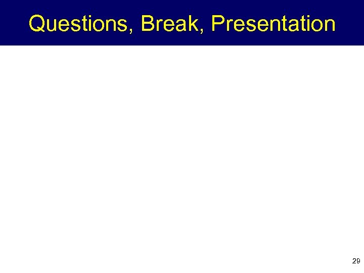 Questions, Break, Presentation 29 