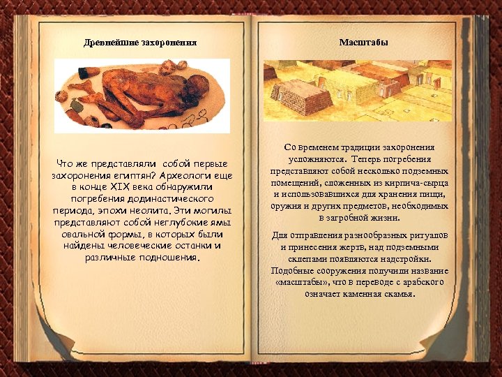 Древнейшие захоронения Что же представляли собой первые захоронения египтян? Археологи еще в конце XIX