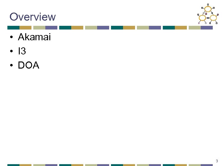 Overview • Akamai • I 3 • DOA 3 