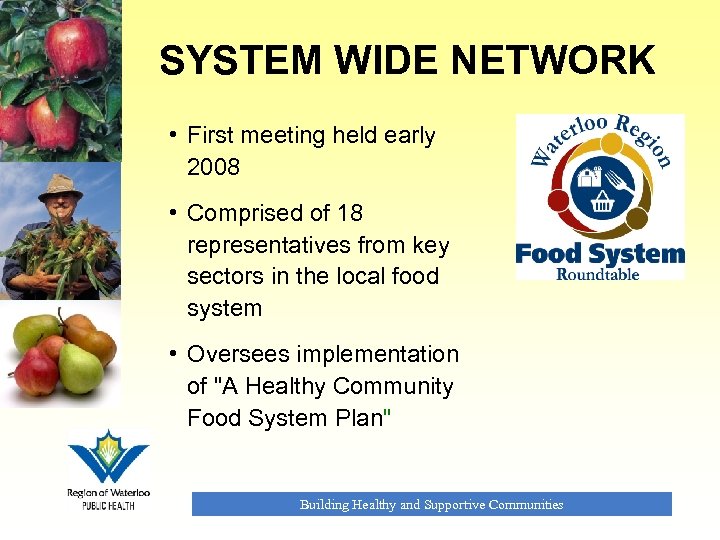 SYSTEM WIDE NETWORK • First meeting held early 2008 • Comprised of 18 representatives