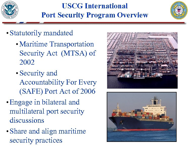 U S Coast Guard International Port Security Program