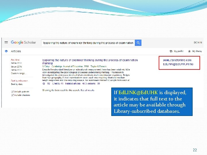 If Ed. LINK@Ed. UHK is displayed, it indicates that full text to the article