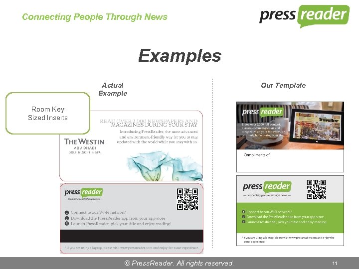 Connecting People Through News Examples Actual Example Our Template Room Key Sized Inserts ©