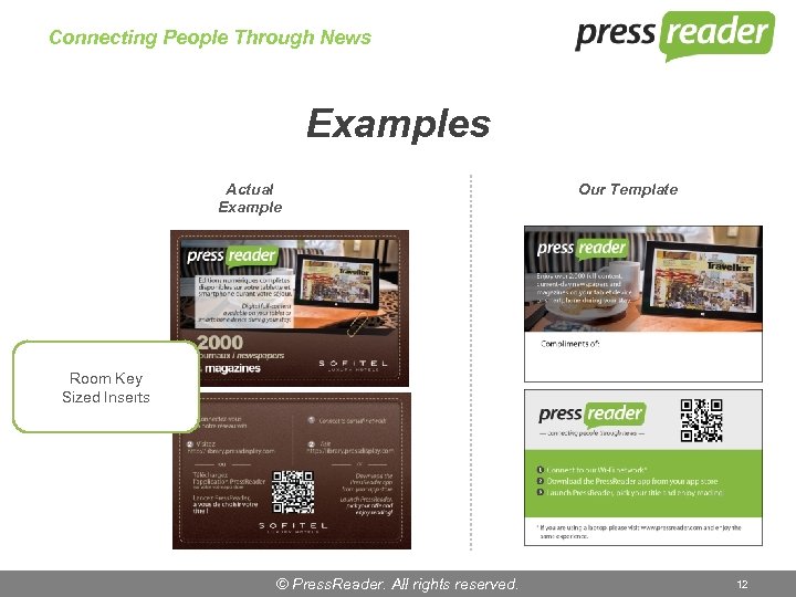 Connecting People Through News Examples Actual Example Our Template Room Key Sized Inserts ©