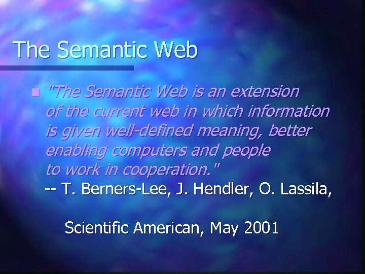The Semantic Web n 