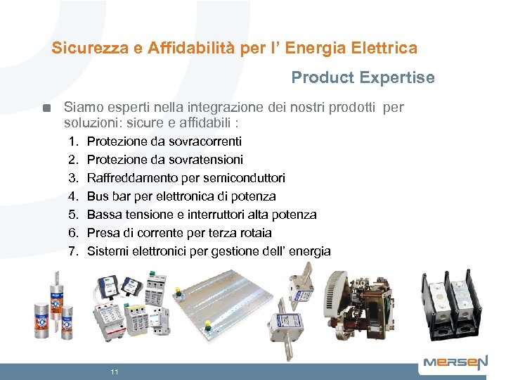 Sicurezza e Affidabilità per l’ Energia Elettrica Product Expertise Siamo esperti nella integrazione dei