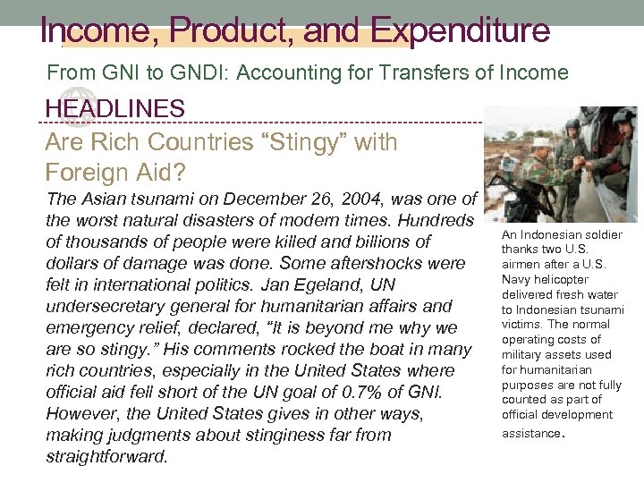 Income, Product, and Expenditure From GNI to GNDI: Accounting for Transfers of Income HEADLINES