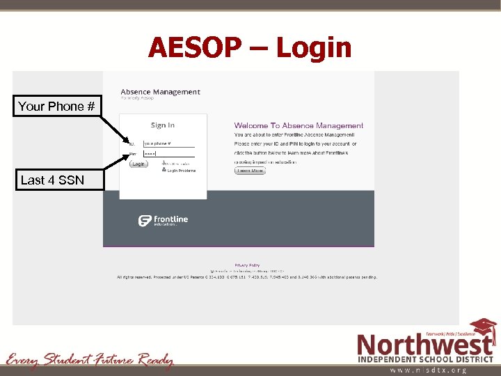 AESOP – Login Your Phone # Last 4 SSN 