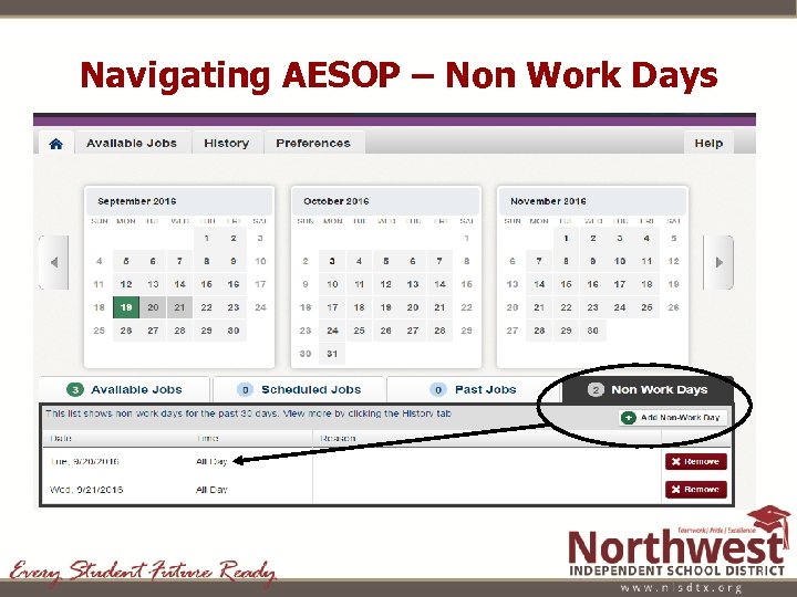 Navigating AESOP – Non Work Days 