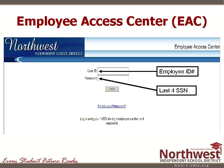 Employee Access Center (EAC) Employee ID# Last 4 SSN 