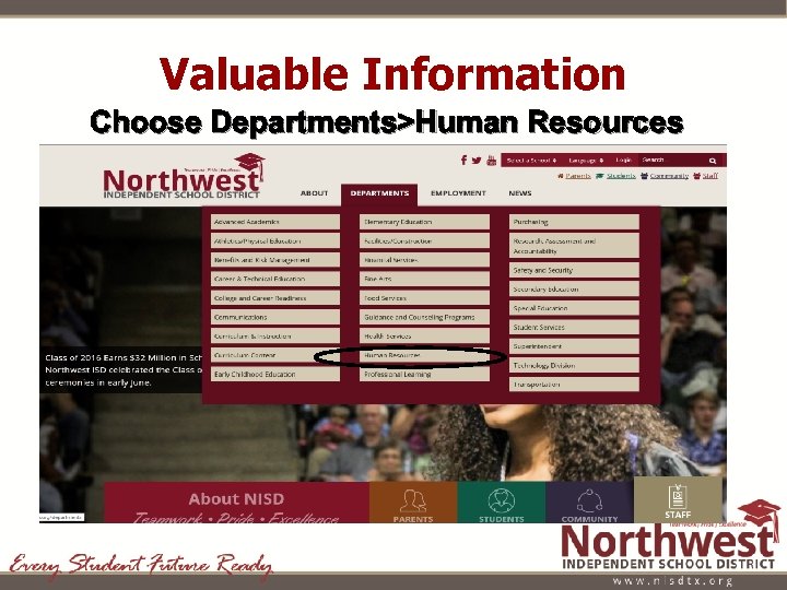 Valuable Information Choose Departments>Human Resources 
