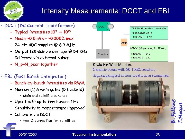 Intensity Measurements: DCCT and FBI • DCCT (DC Current Transformer) – Typical intensities 109
