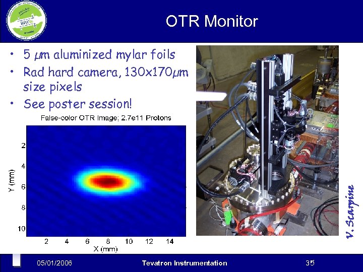 OTR Monitor V. Scarpine • 5 µm aluminized mylar foils • Rad hard camera,