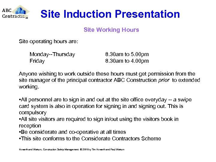 Abc Contracting Site Induction Presentation This Presentation