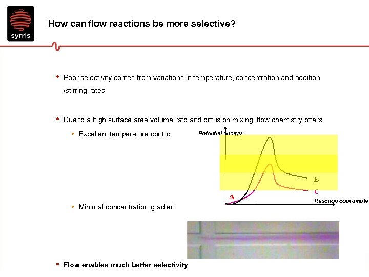 How can flow reactions be more selective? • Poor selectivity comes from variations in