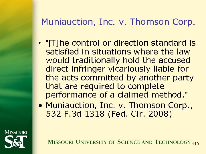 Muniauction, Inc. v. Thomson Corp. • “[T]he control or direction standard is satisfied in